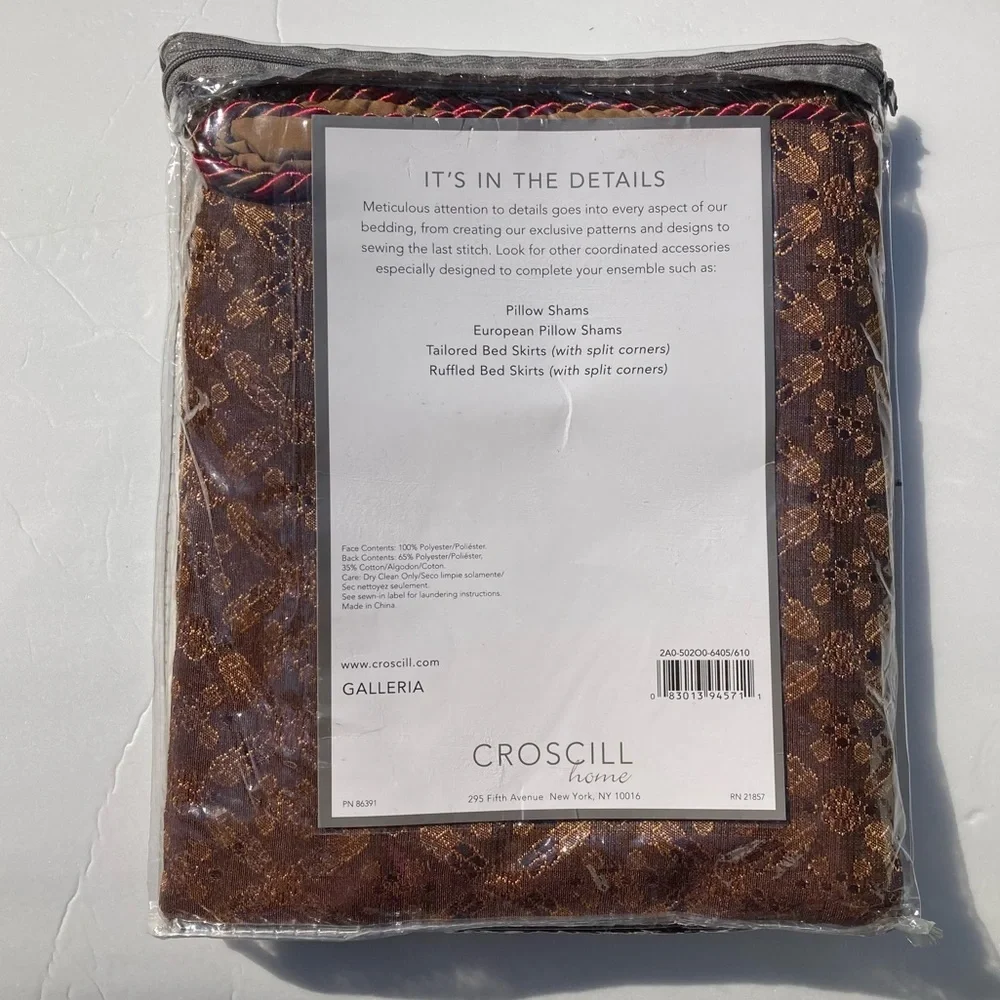 Croscill Home Galleria Euro Sham 26” x 26” Square European Pillow Sham One New